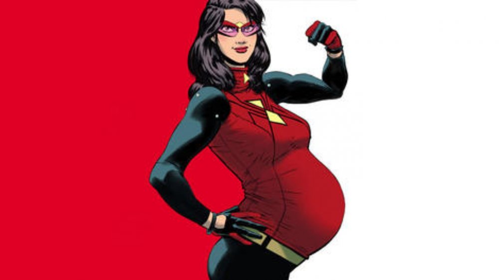 Jessica Drew, AKA Spider-Woman, pregnant with her son, from Marvel Comics