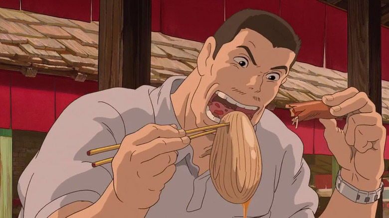 Chihiro's father eating