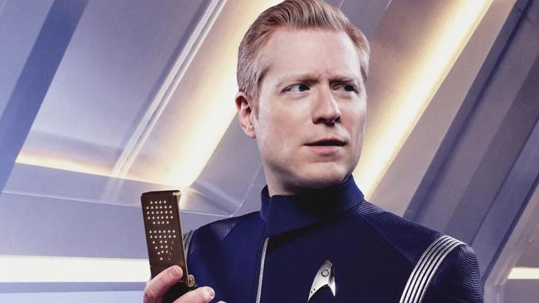 Stamets speaks over his communicator