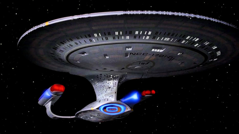 The Enterprise sails through space