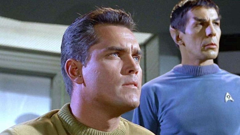 Star Trek Pike and Spock on the bridge