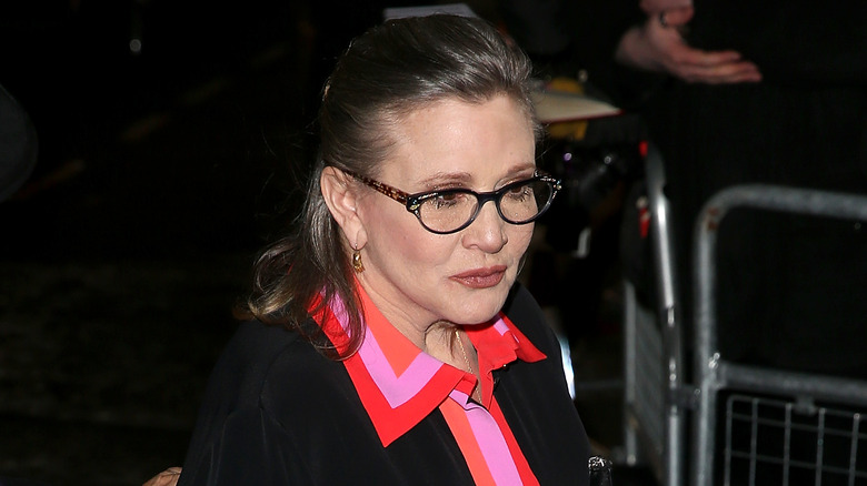 Carrie Fisher looking serious