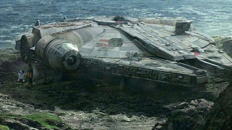 The Millennium Falcon at the end of The Force Awakens