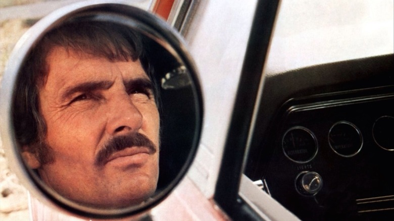 Dennis Weaver in sideview mirror in Duel