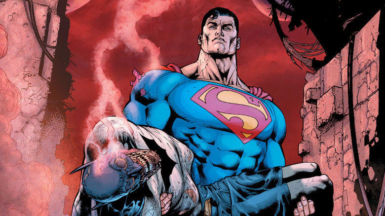 Superman holds Batman's body in Final Crisis #6, art by Doug Mahnke