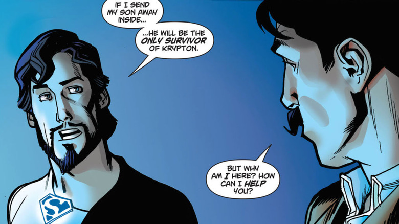 Jor-El and Thomas Wayne meet on Krypton in Superman/Batman #50