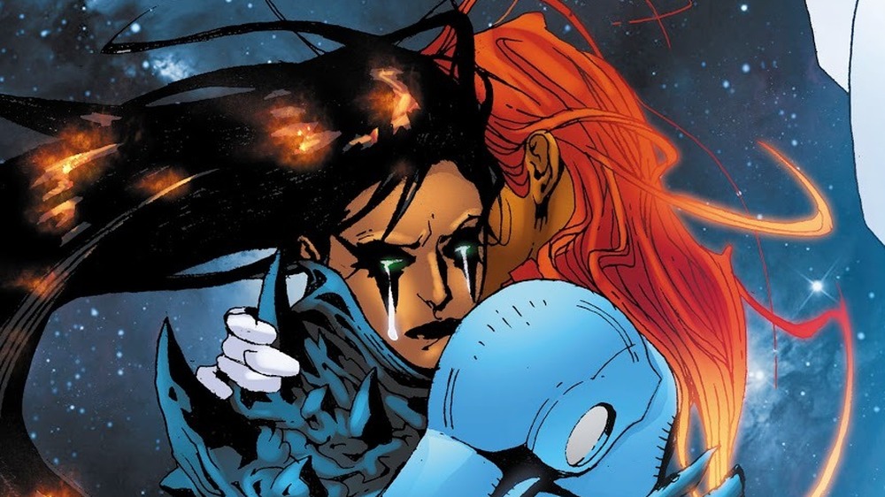 Blackfire and Starfire tearfully embrace