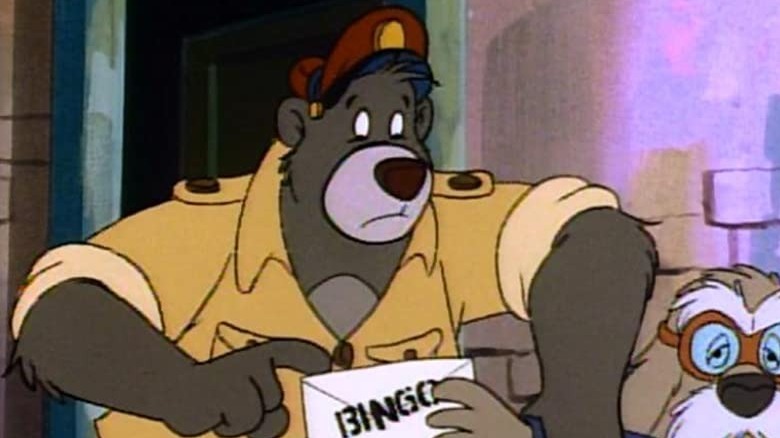 Baloo holding bingo envelope