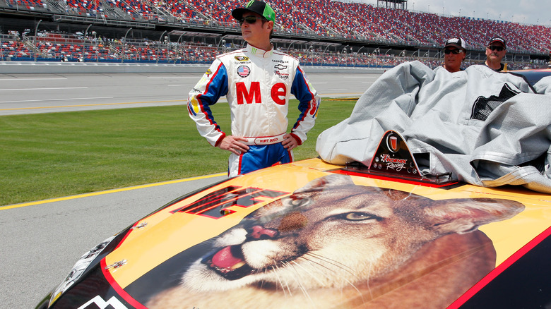 Kurt Busch poses with 'Me' car