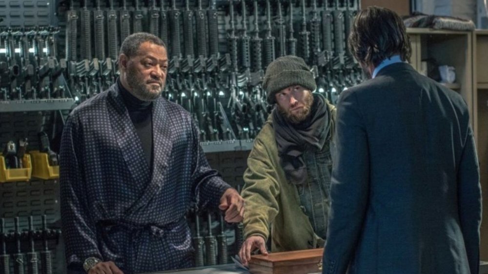 Laurence Fishburne as The Bowery King and Keanu Reeves as John Wick in John Wick: Chapter 2