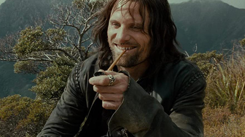 Aragorn with pipe, laughing