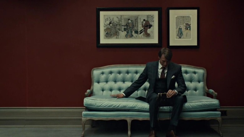 Hannibal on blue sofa