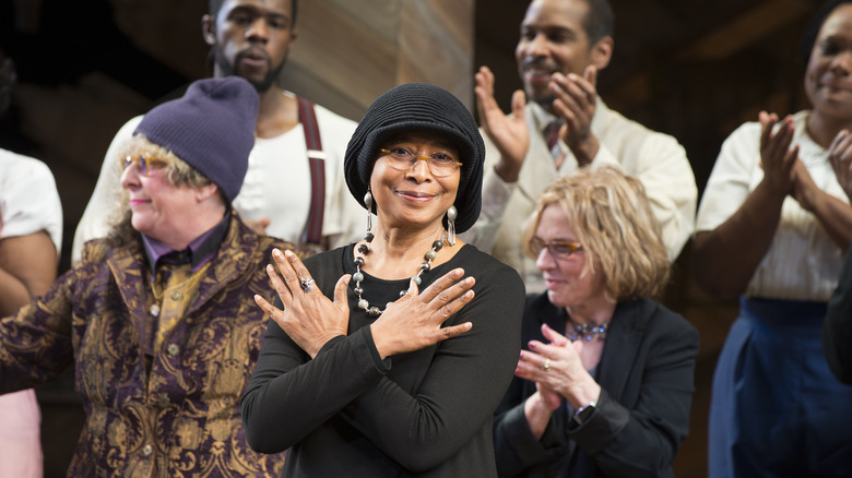 Alice Walker on stage with Color Purple cast