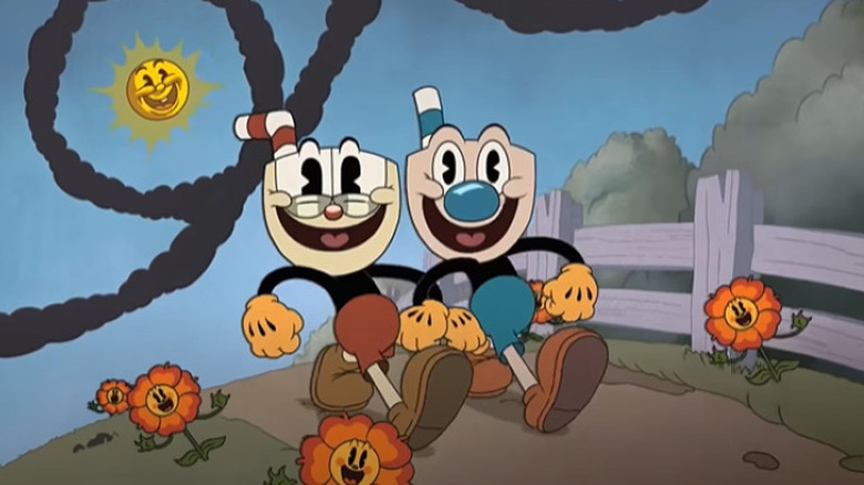 Cuphead and Mugman walking