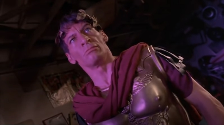 Jim Varney dressed as gladiator