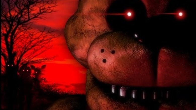 Freddy Fazbear with glowing red eyes