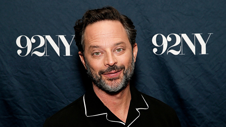 Nick Kroll in black shirt at premiere