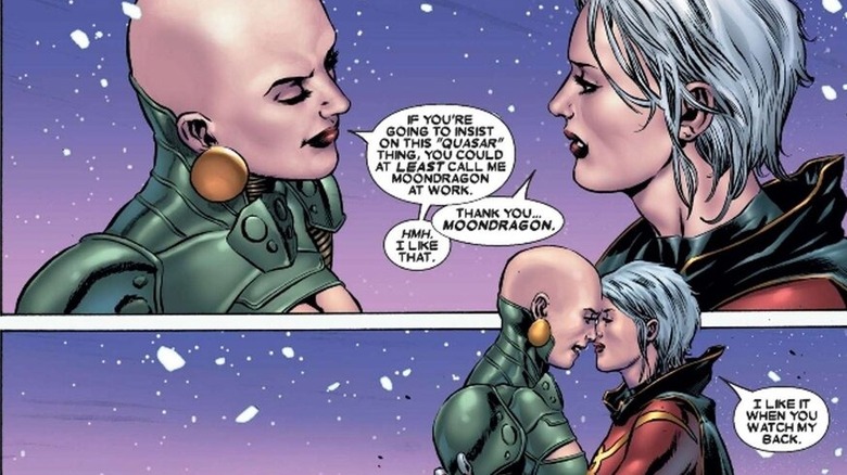 Moondragon and Phyla-Vell embrace