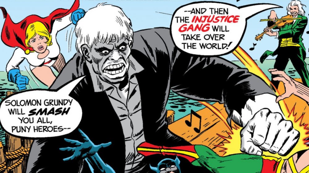 Solomon Grundy and the Fiddler fighting the JSA