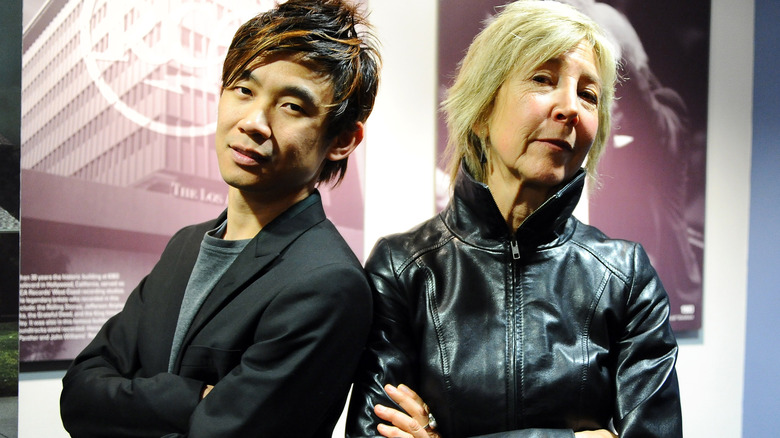 James Wan and Lin Shaye posing