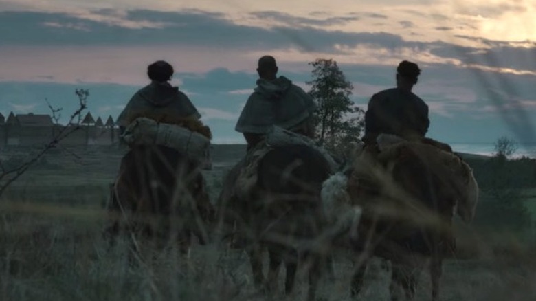 Three monks on horseback in The Last Kingdom