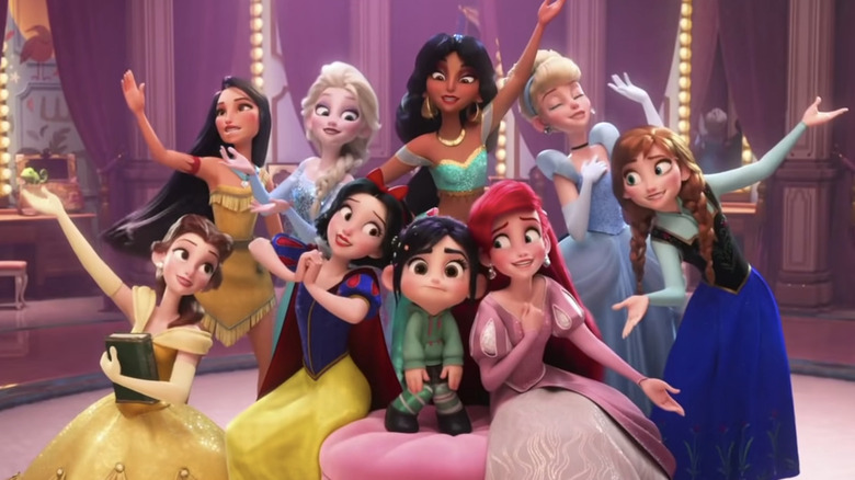 Group of princesses gather around Vanellope