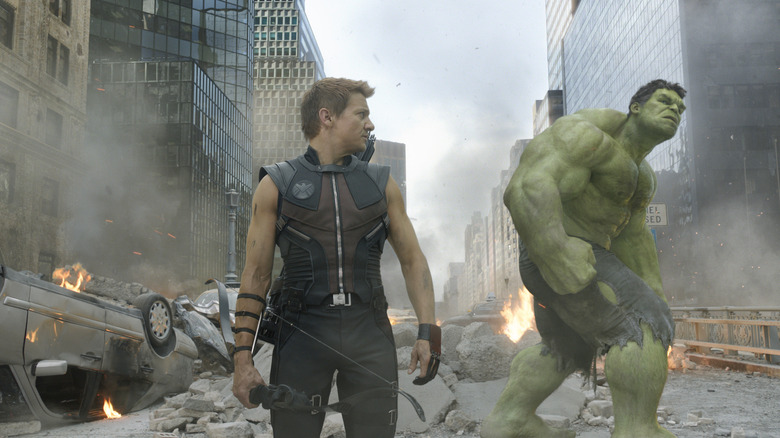 Jeremy Renner and Mark Ruffalo in the middle of a battle