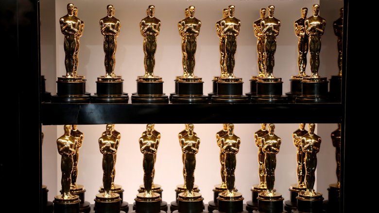 Oscar statuettes on display