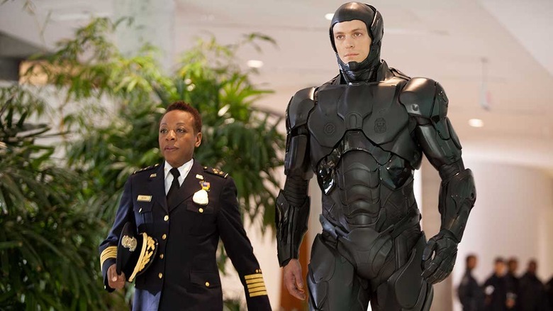 RoboCop and Chief Dean walking together