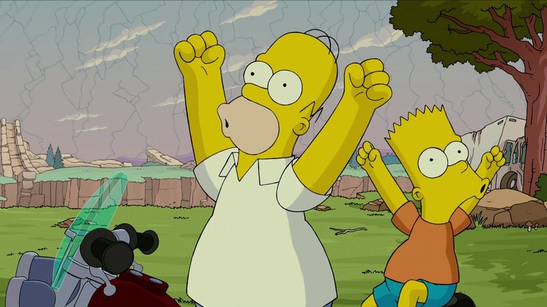 Homer and Bart rejoicing