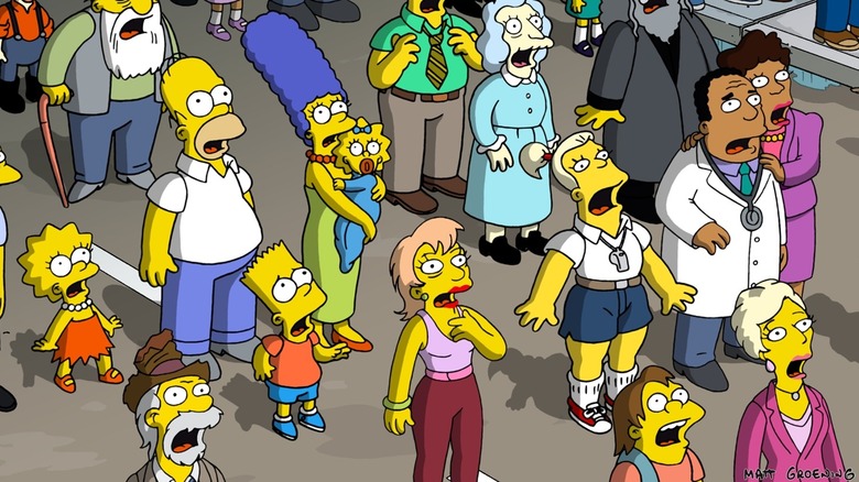 The residents of Springfield reacting in horror