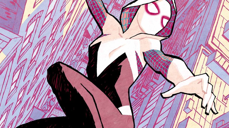 Spider-Gwen swinging