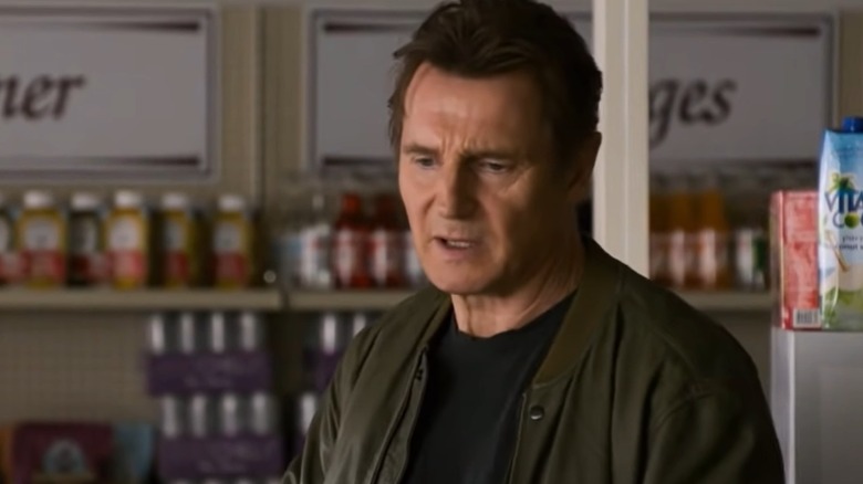 Liam Neeson at a supermarket