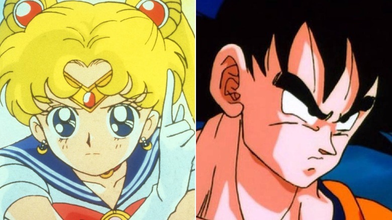 Sailor Moon strikes a pose & Goku glares