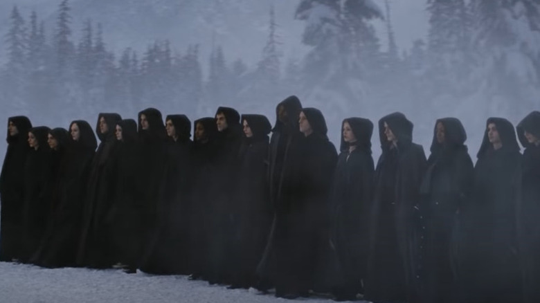 The Volturi guard hooded in the snow