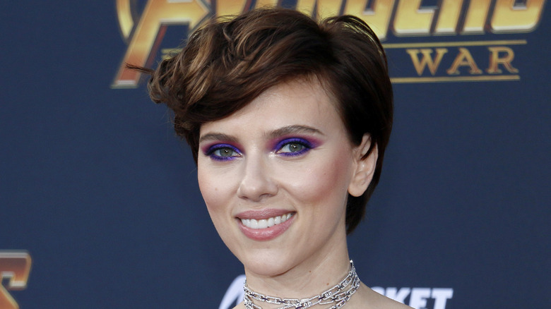 Short-haired Scarlett Johansson smiles