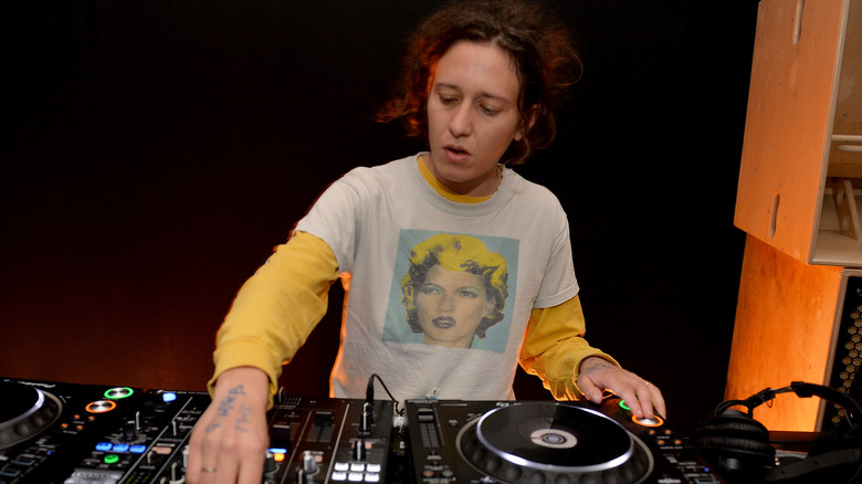 Mica Levi using sound equipment