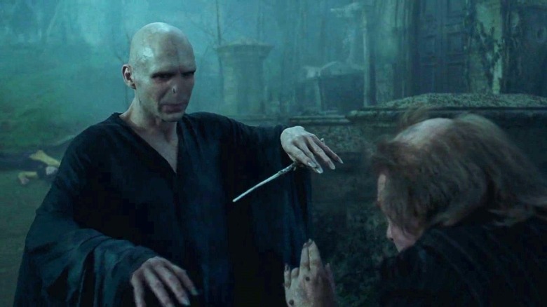 Voldemort holds his wand