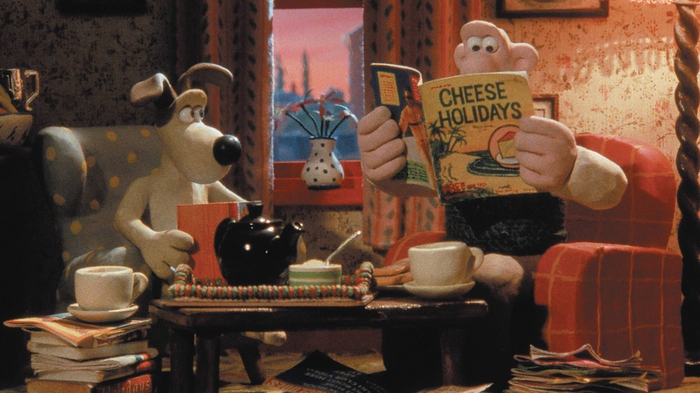 Wallace and Gromit reading magazines