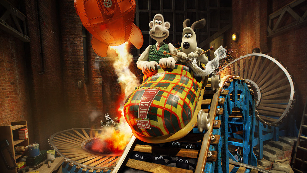 Wallace and Gromit on roller coaster