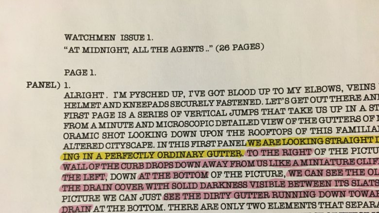 Copies of Alan Moore's original Watchmen script