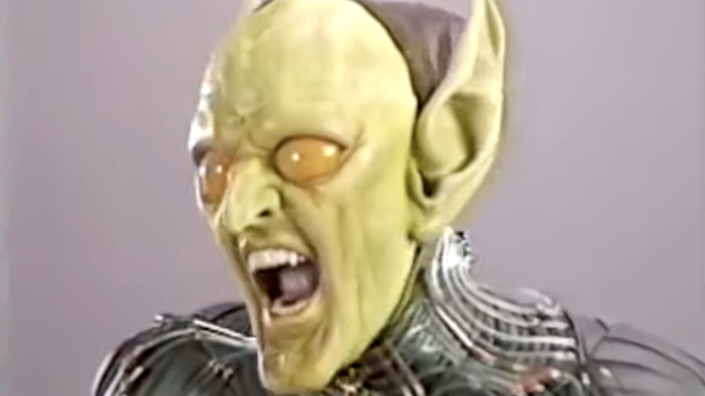 Green Goblin mask shouting