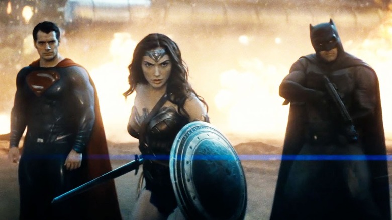 Superman, Wonder Woman, and Batman ready for a fight