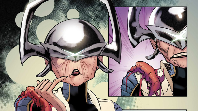 Cassandra Nova wearing a helmet