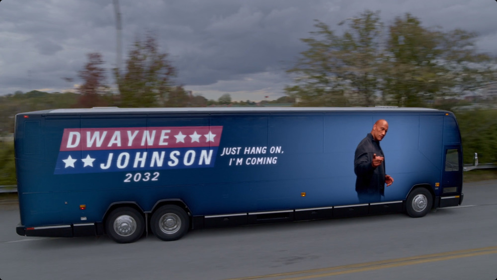 Dwayne Johnson's fictional campaign bus