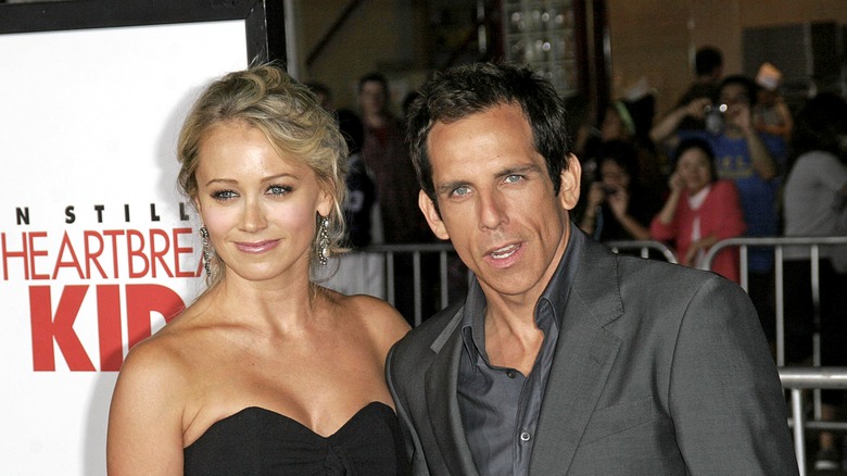 Christine Taylor and Ben Stiller at a premiere