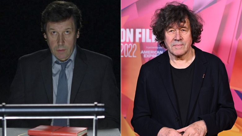 Eric Finch addressing Adam Sutler in V for Vendetta and Stephen Rea attending a film festival in London in 2022