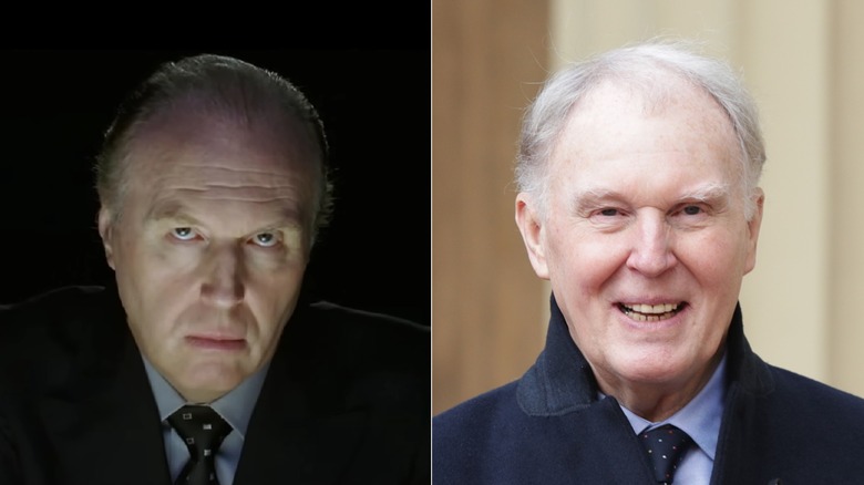 Peter Creedy in V for Vendetta and Tim Pigott-Smith smiling happily in London in 2017