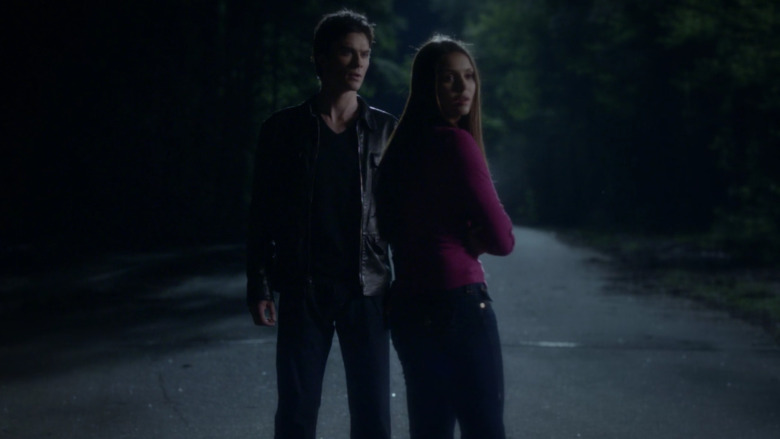 Elena meets Damon the night of her parents' deaths