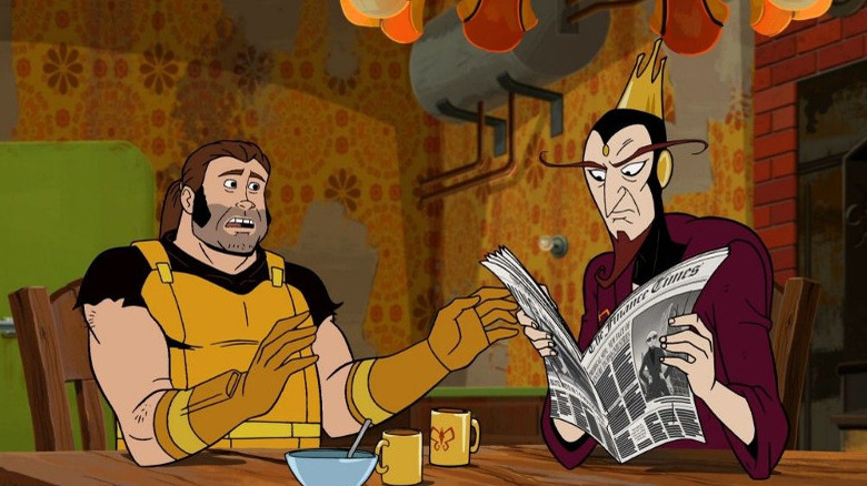 The Venture Bros. Henchman 21 and the Monarch sit down